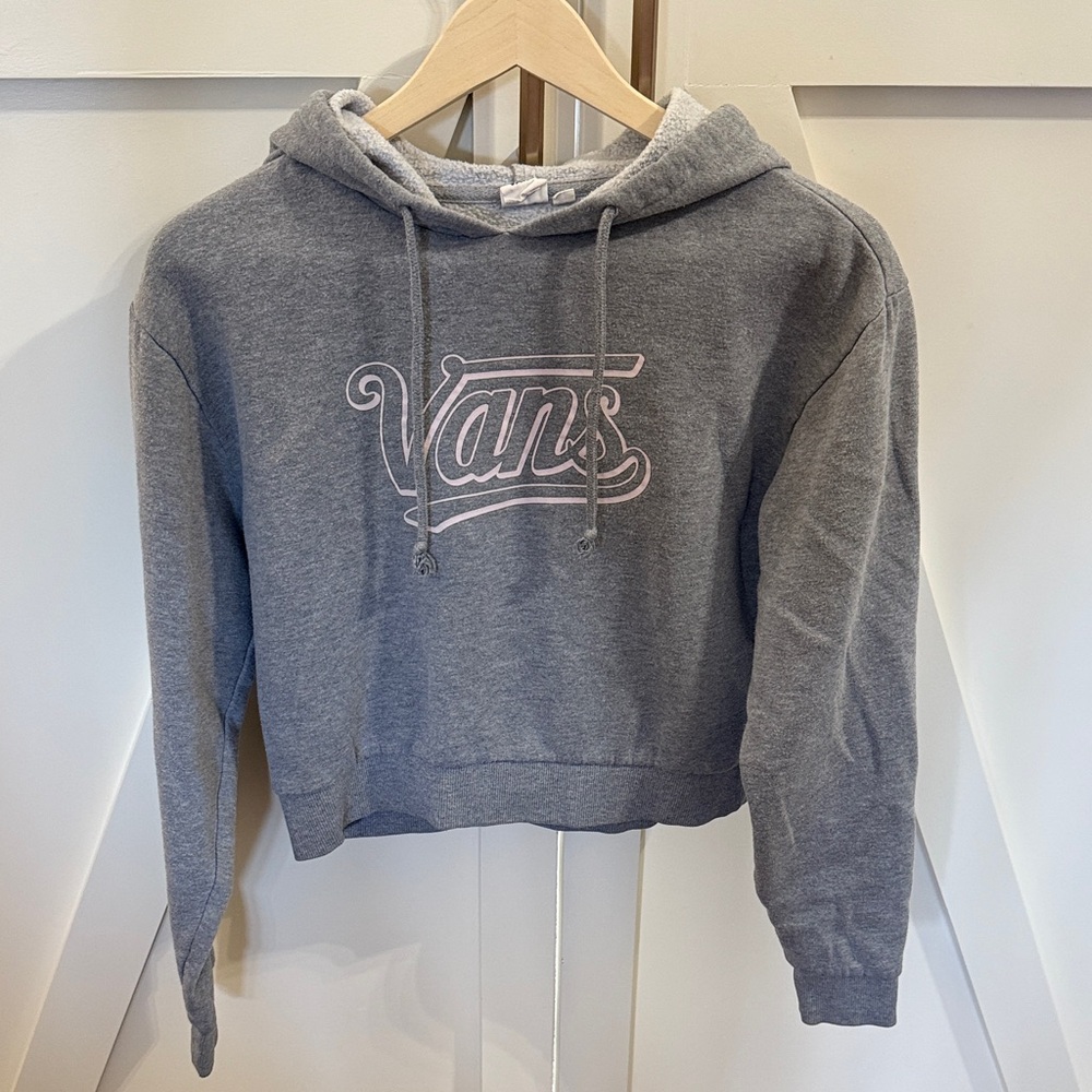 Vans Women's Gray and Pink Logo Hoodie